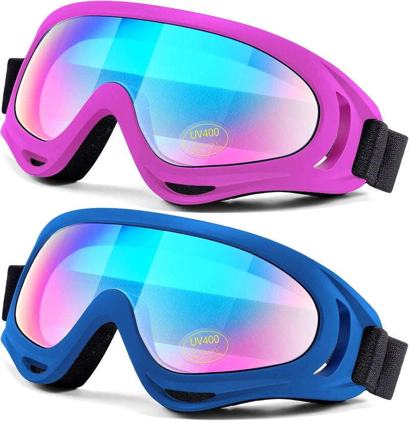LOEO Motorcycle Goggles 2 Pack - ATV Dustproof Dirt Bike Goggles for Ski Racing Riding, Off Road Waterproof Motocross - Image 1